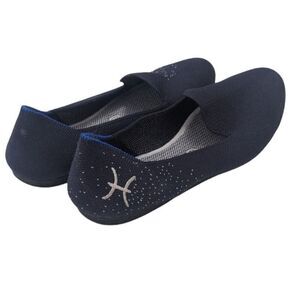 Rothys Pisces Zodiac Slip On The‎ Loafers Dark Blue Silver Womens Size 9